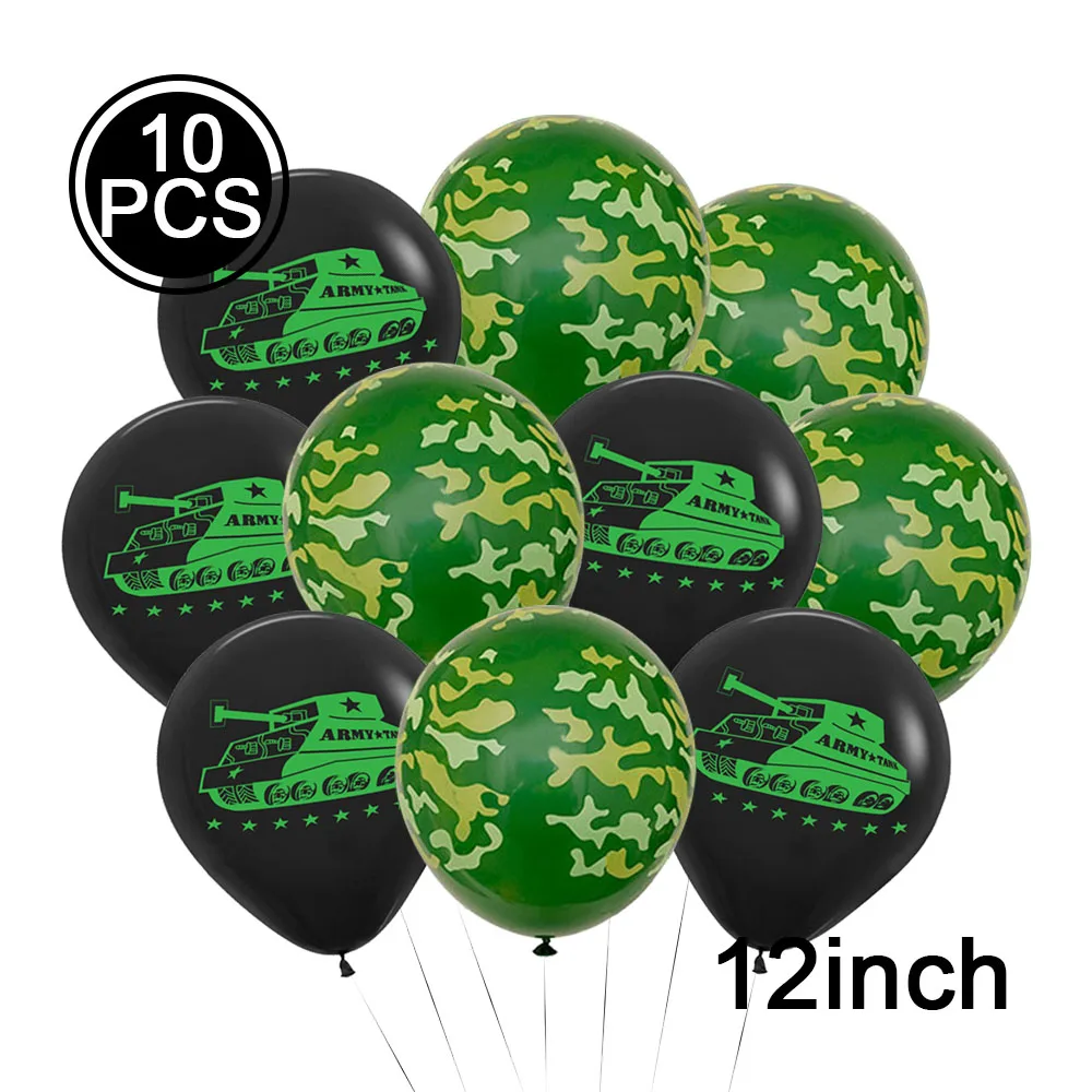 Globos de látex de camuflaje verde militar, decoración de fiesta de cumpleaños con tema militar, suministros de fiesta para Baby Shower para niños