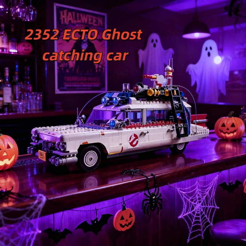 ECTO-1 SPECTER SPEC: نموذج سيارة مسكون متوهجة مكون من 235 قطعة |   متوافق تمامًا مع 10274 |   بناء Ultimate Ghostbusters
