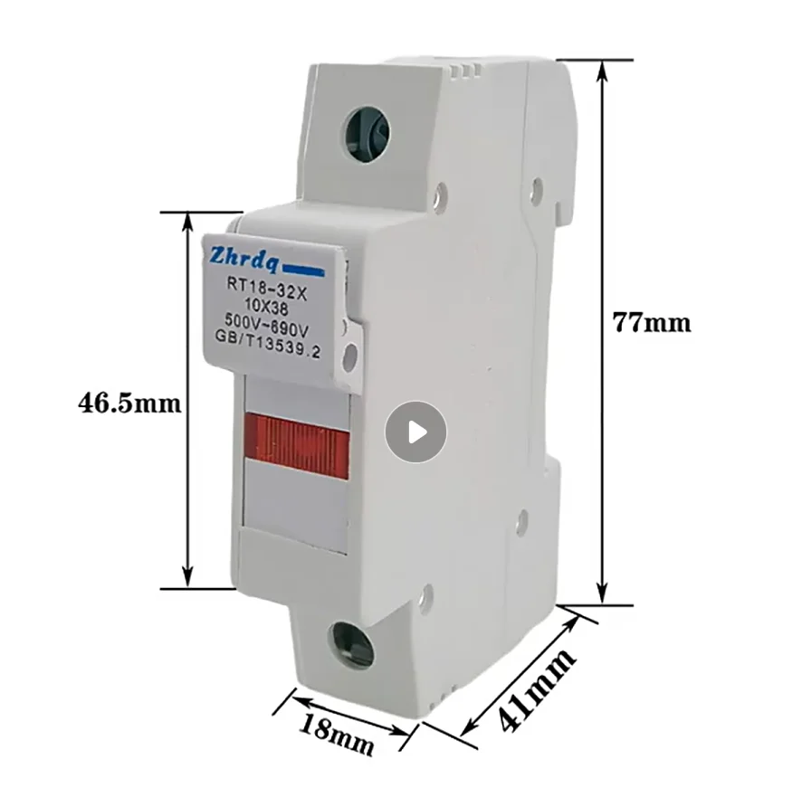 RT18-32X 1P 32A FUSE Base 25A 20A 16A 10A 5A 1A 2A 3A 4A 5A PV Solar Fuse Holder Base 690V With Lamp fuse base 10*38