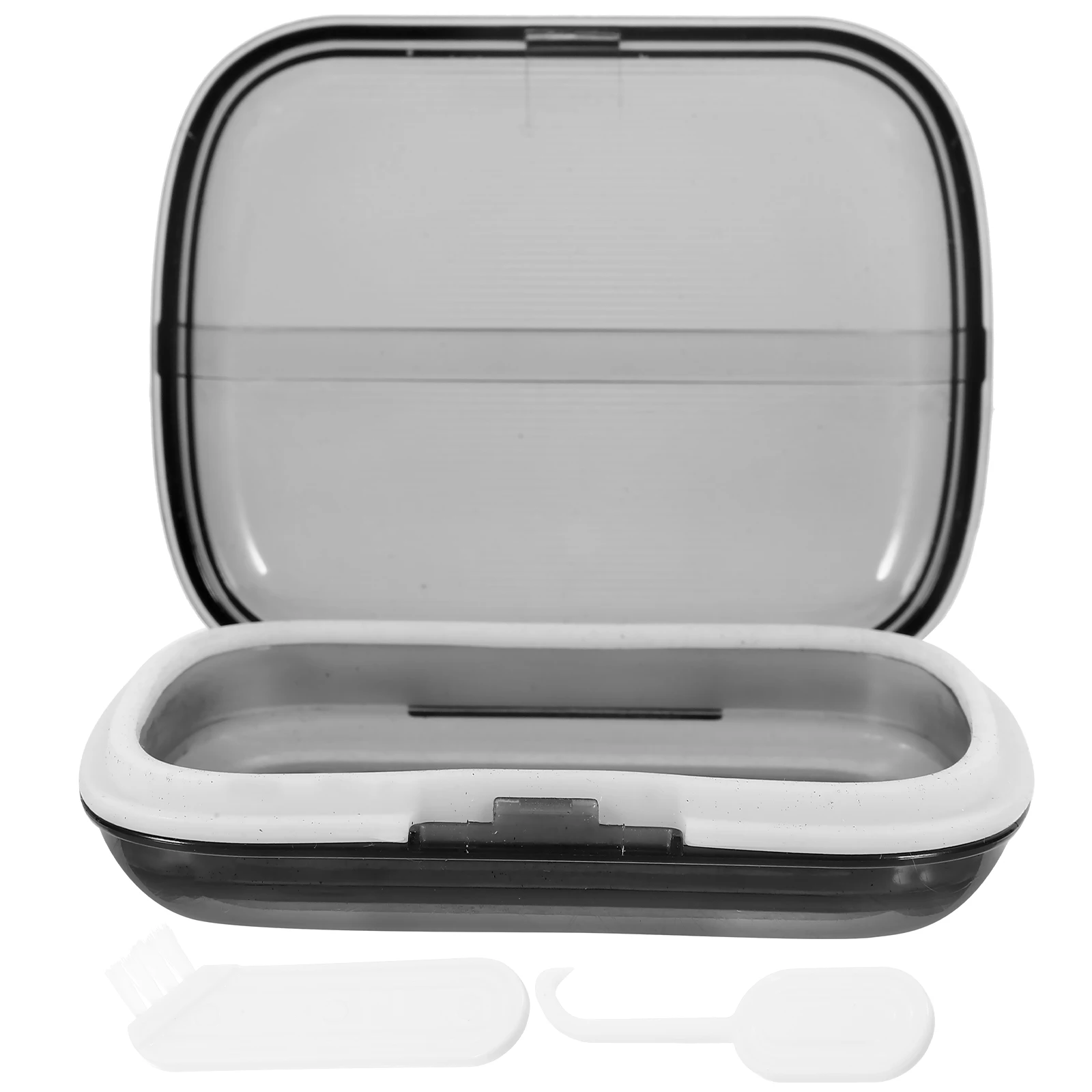 

1 Set Portable Case Compact Denture Box Durable Travel Retainer Container Household Mouthguard Holder Lightweight Safety Lock