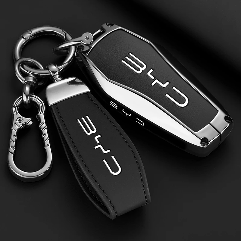 Schlüsselhülle aus Zinklegierung und Leder für BYD Song Plus Atto 3 Han EV DM Qin Seal Dolphin, Schutzhülle für Autoschlüsselanhänger – Detail 7