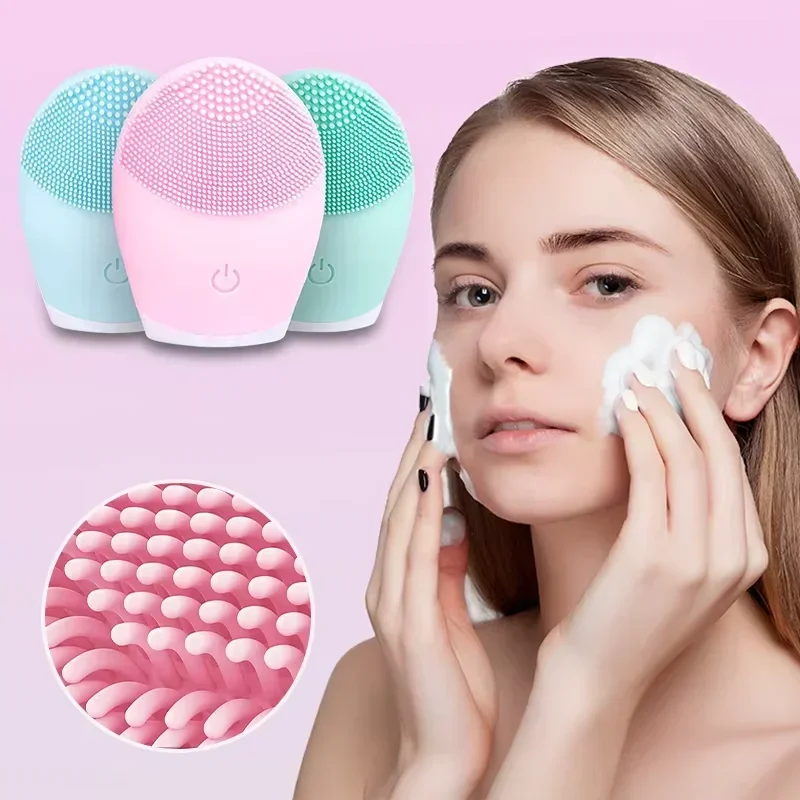 Nettoyant électrique pour le visage, massage vibrant, brosse de nettoyage en silicone pour un nettoyage en profondeur et une exfolie