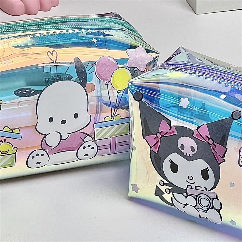 8 pcs/lot Sanrio Kuromi Pochacco Laser Pencil Case Cute Pencil Box Stationery Pen Bag Stationery School Supplies