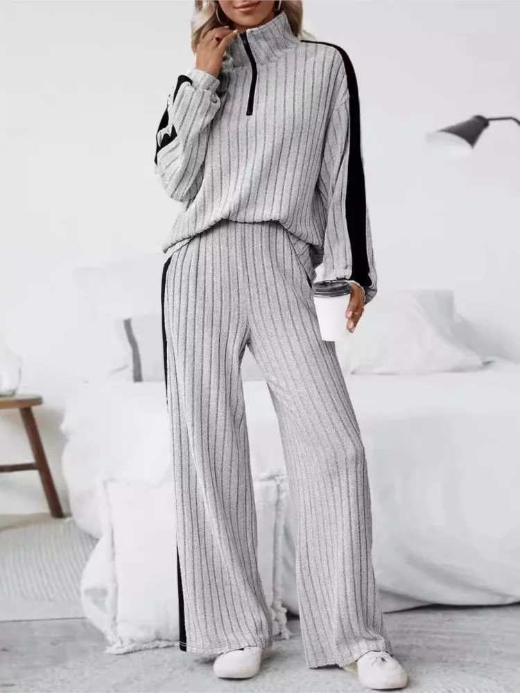 

Women's Spring Autumn New Large Casual Set High End Design Sense Hoodie Wide Leg Pants Two Piece Set