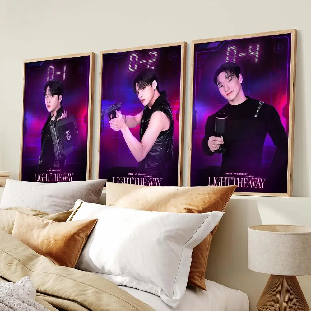 Korean Trends Kpop Band A-ATEEZ Poster Modern Poster Aesthetic Wall Art Print Trendy Bedroom Home Decor Gift