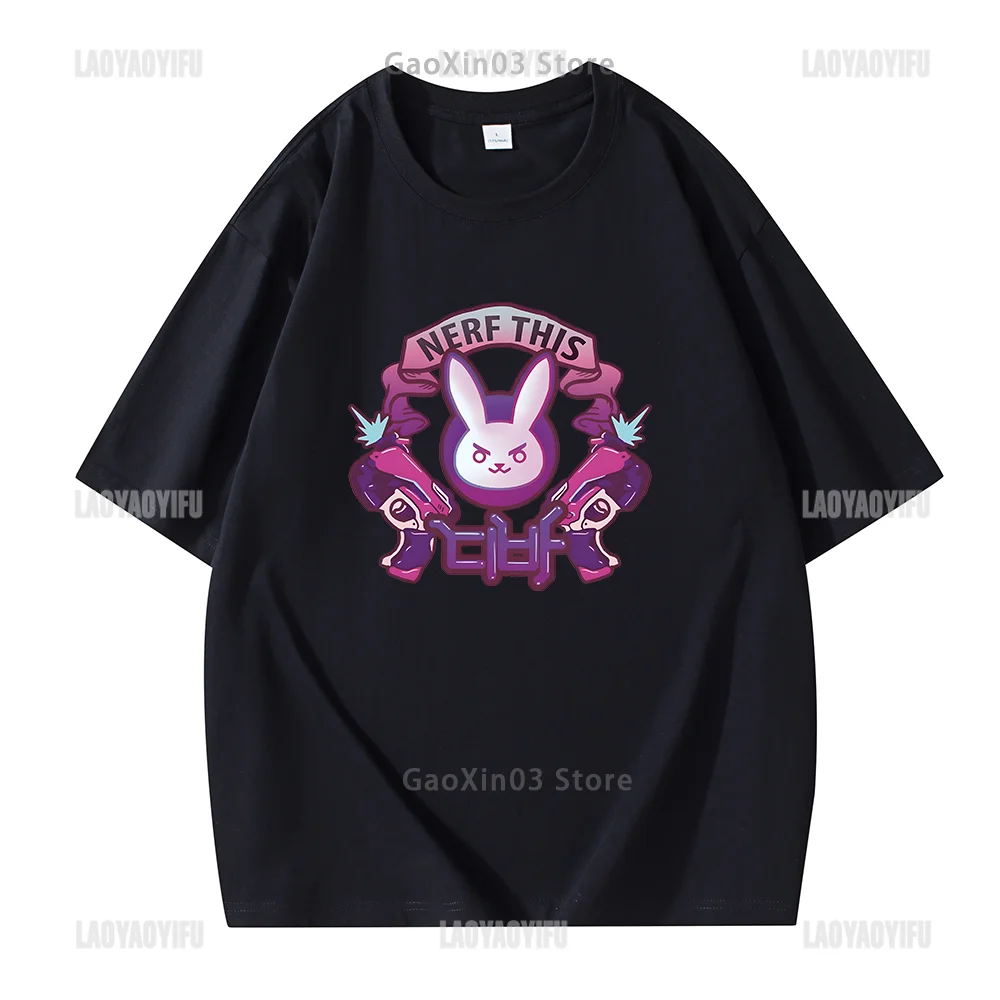 Nerf This Dva Rabbit Print Tops Women T Shirt Kawaii Clothes Lovely Cartoon Harajuku Graphic T Shirts Ropa Mujer Cotton Tee