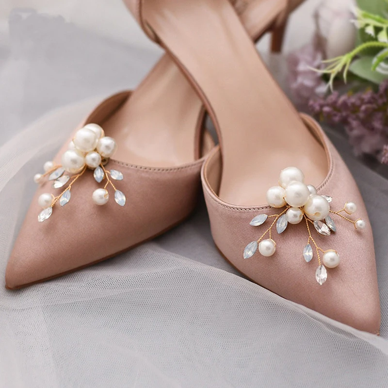 1PC Bag Pendant/Brooch Crystal Pearls Charm Buckle Handmade Alloy Flower Shoes Clip Removable Wedding Shoes Decoration