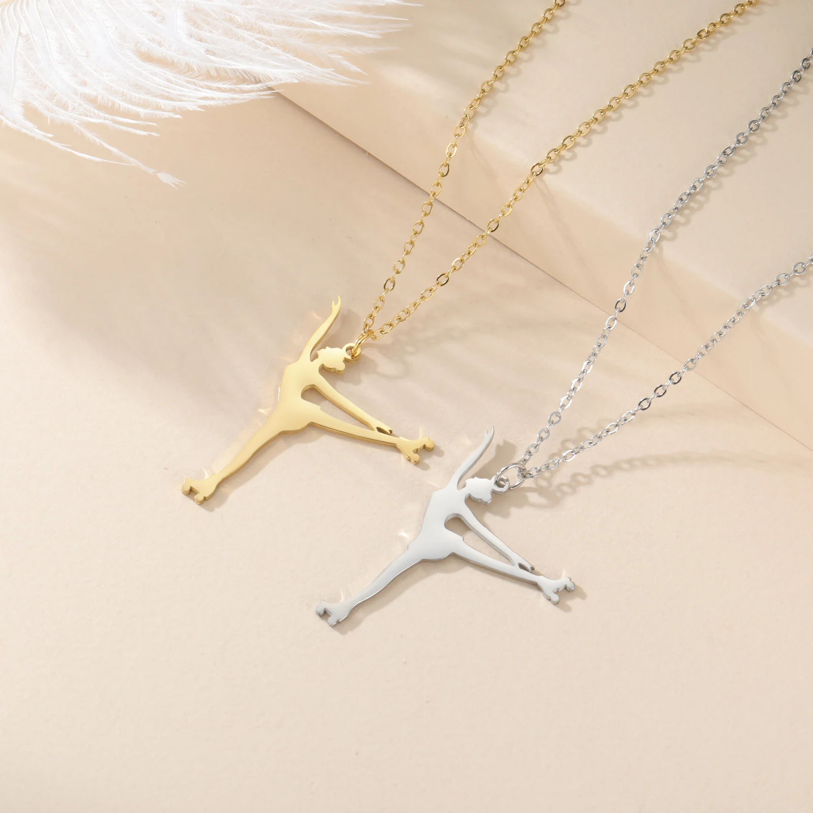 Lemegeton Herren- und Damen-Halskette für Eiskunstläuferinnen, Edelstahl, modisch, elegant, Sport-Skating-Schmuck
