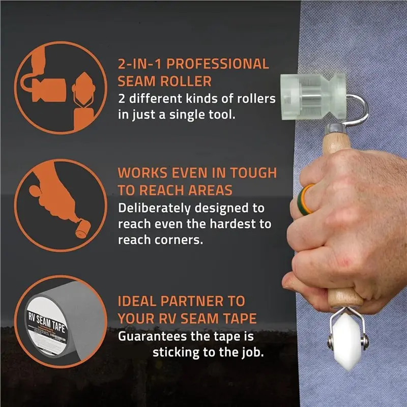 【FLASH DEAL】2X Seam Tape Roller - RV Roof Roller Tool Dual Design Seam Roller Roofing Tool & Sound Deadening Roller Tool