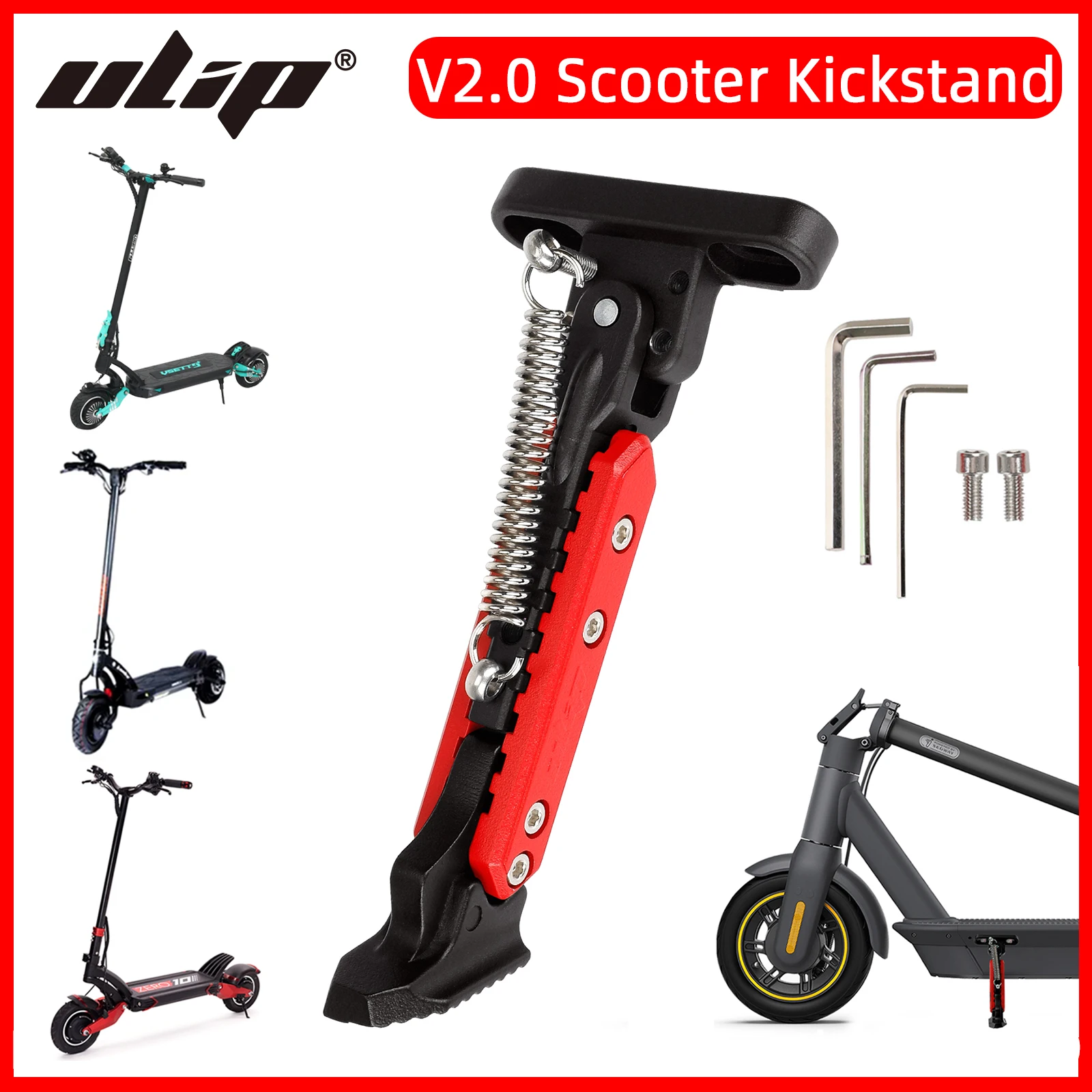 Ulip V2.0 Scooter Kickstand Foot Support Adjustable Side Parking Stand Accessories For Max G30 Zero 10X Kaabo Mantis 10 Vsett 9