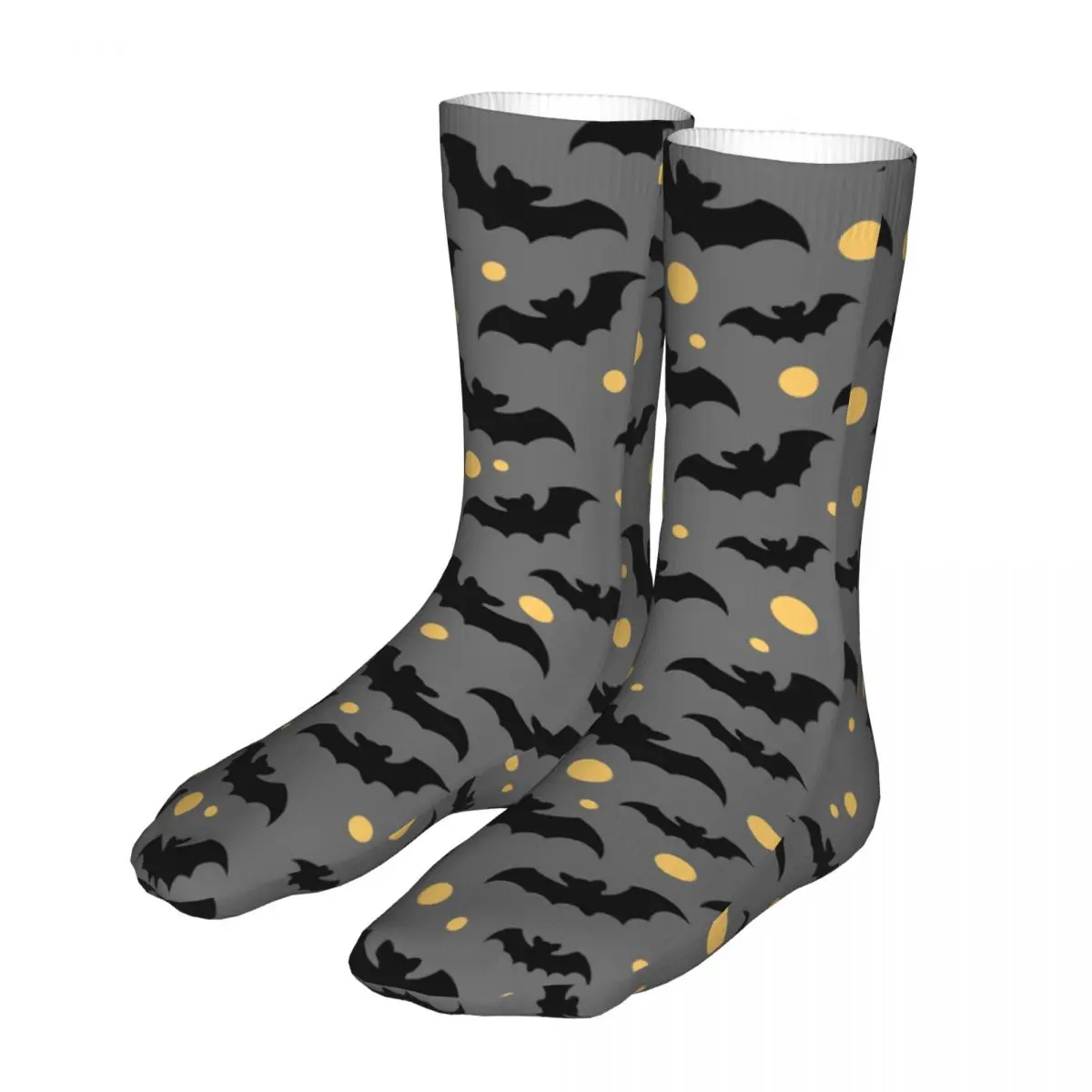 

Black Bats Yellow Moons Socks Men's Women's Casual Socks Harajuku Spring Summer Autumn Winter Socks Gift