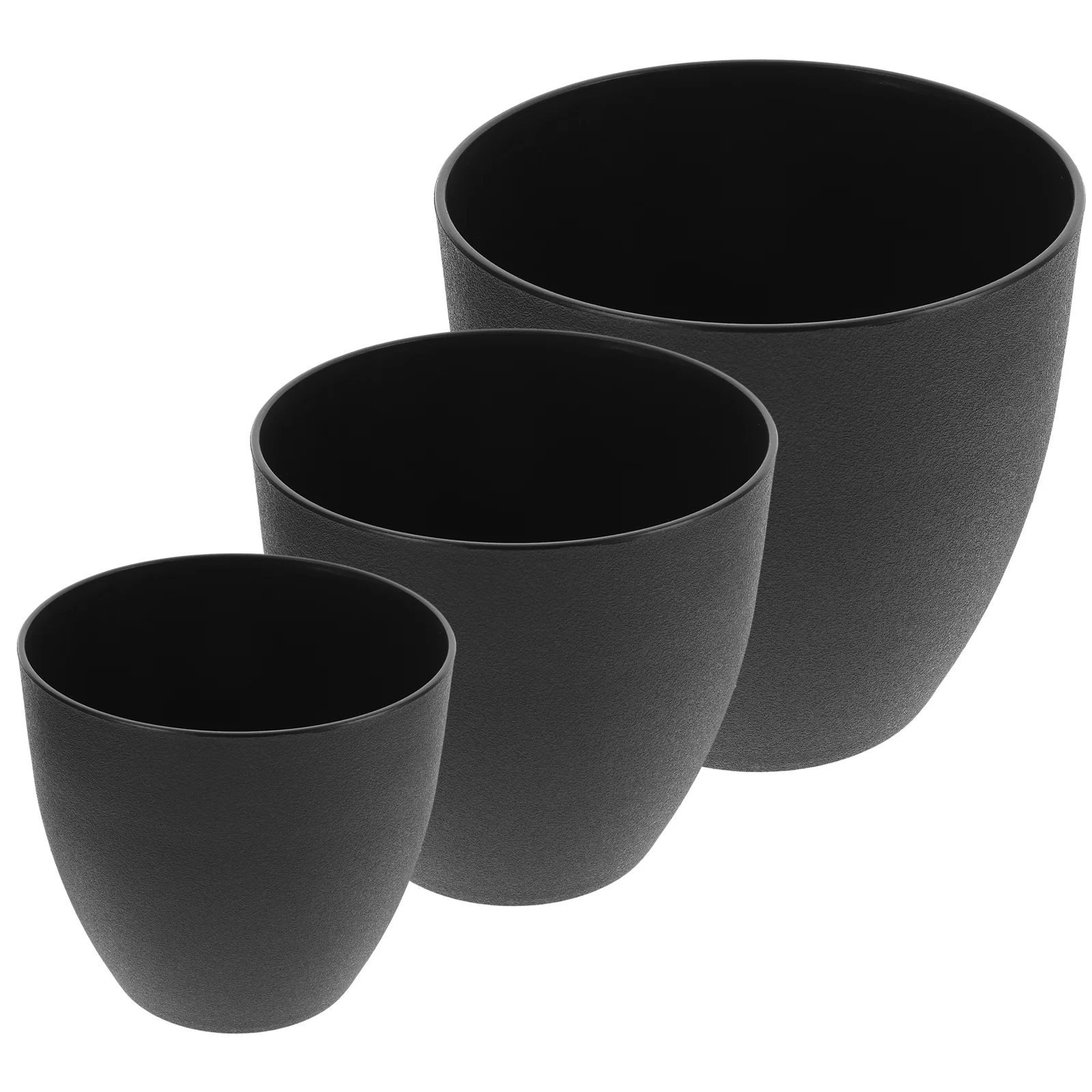 

3 Pcs Pots for Plants Faux Stone Flower Multipurpose Planting Outdoor Flowerpot Container Plastic Planter Black Gardening