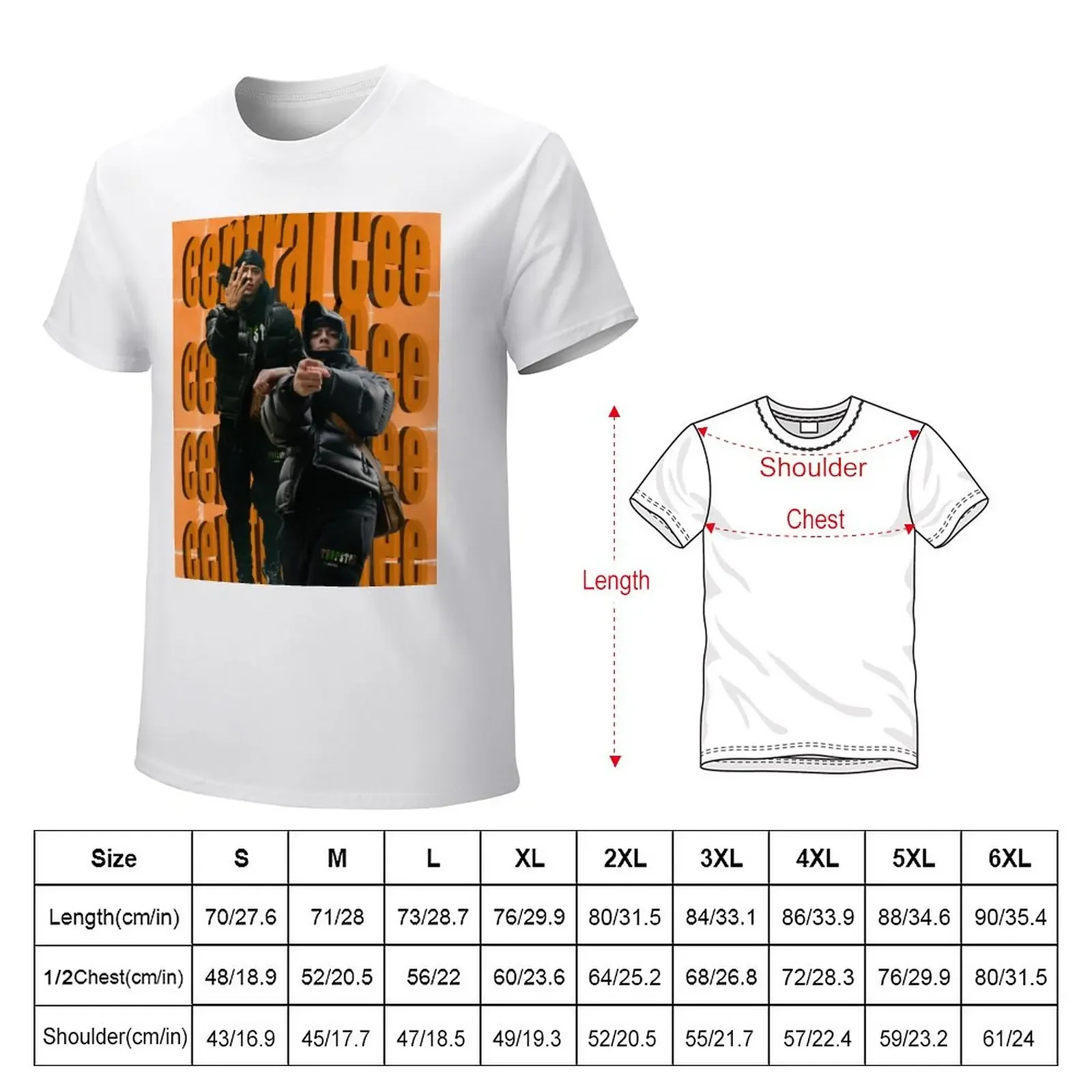 Central Cee orange graphic T-Shirt Short sleeve tee summer tops black t shirts for men