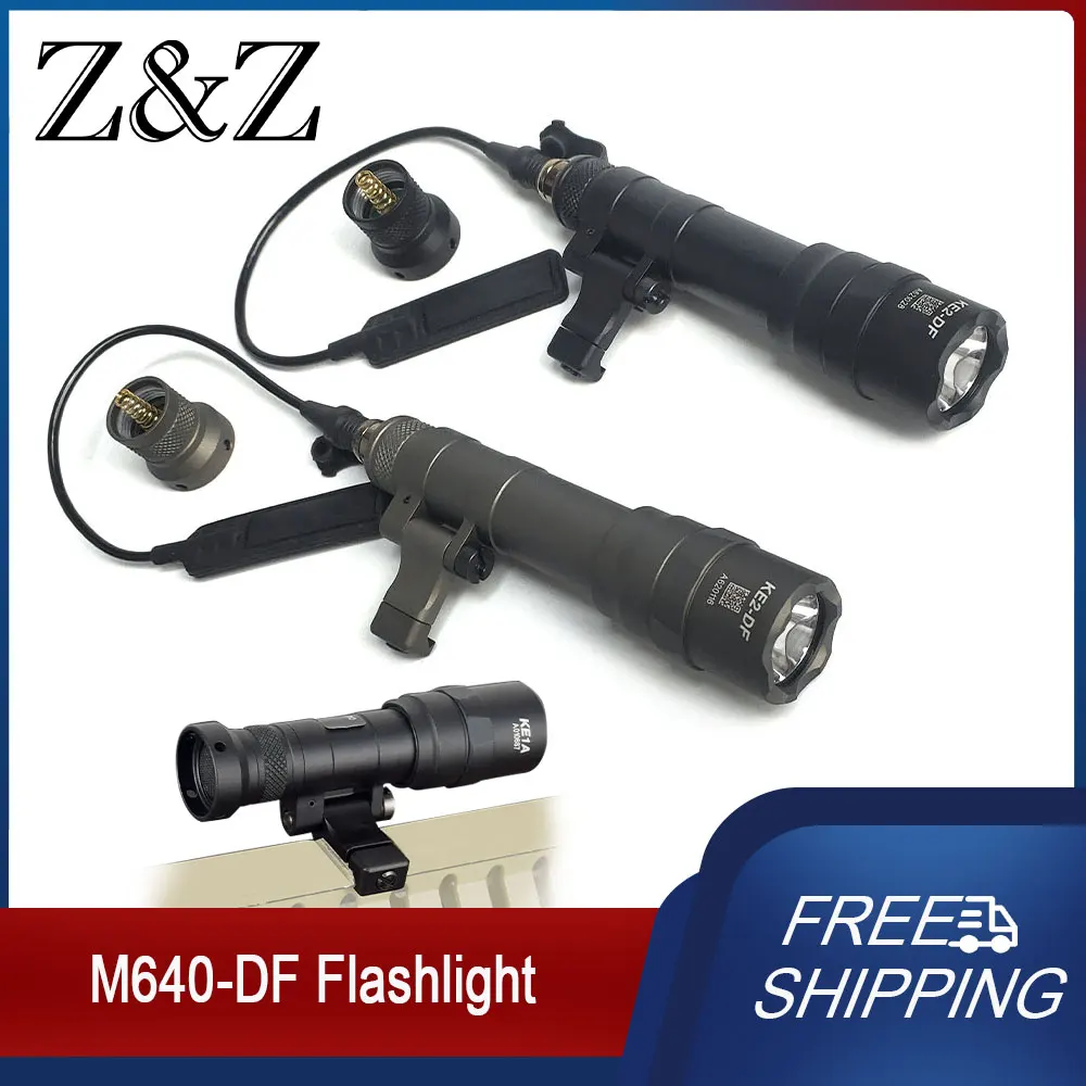 Tactical M640DF LED White Scout  Flashlight Outdoor Lighting with Switch Weapon Hunting Lights Fit 20mm Rail