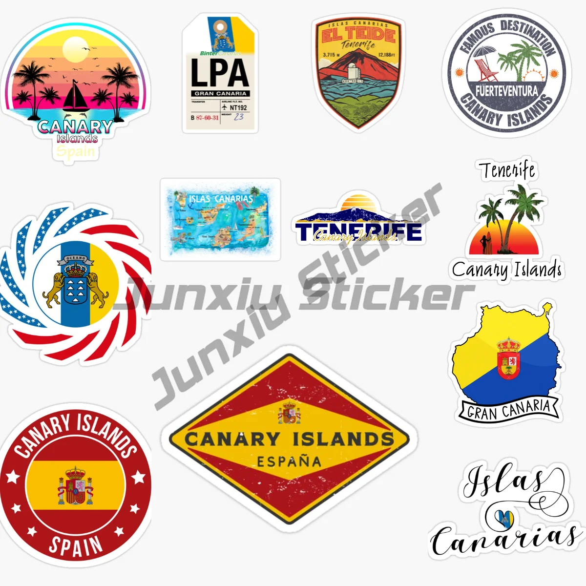 

Spain Canary IslandsNational Flag and Emblem Car Sticker, Vinyl Self-adhesive Waterproof and Sunscreen Decals