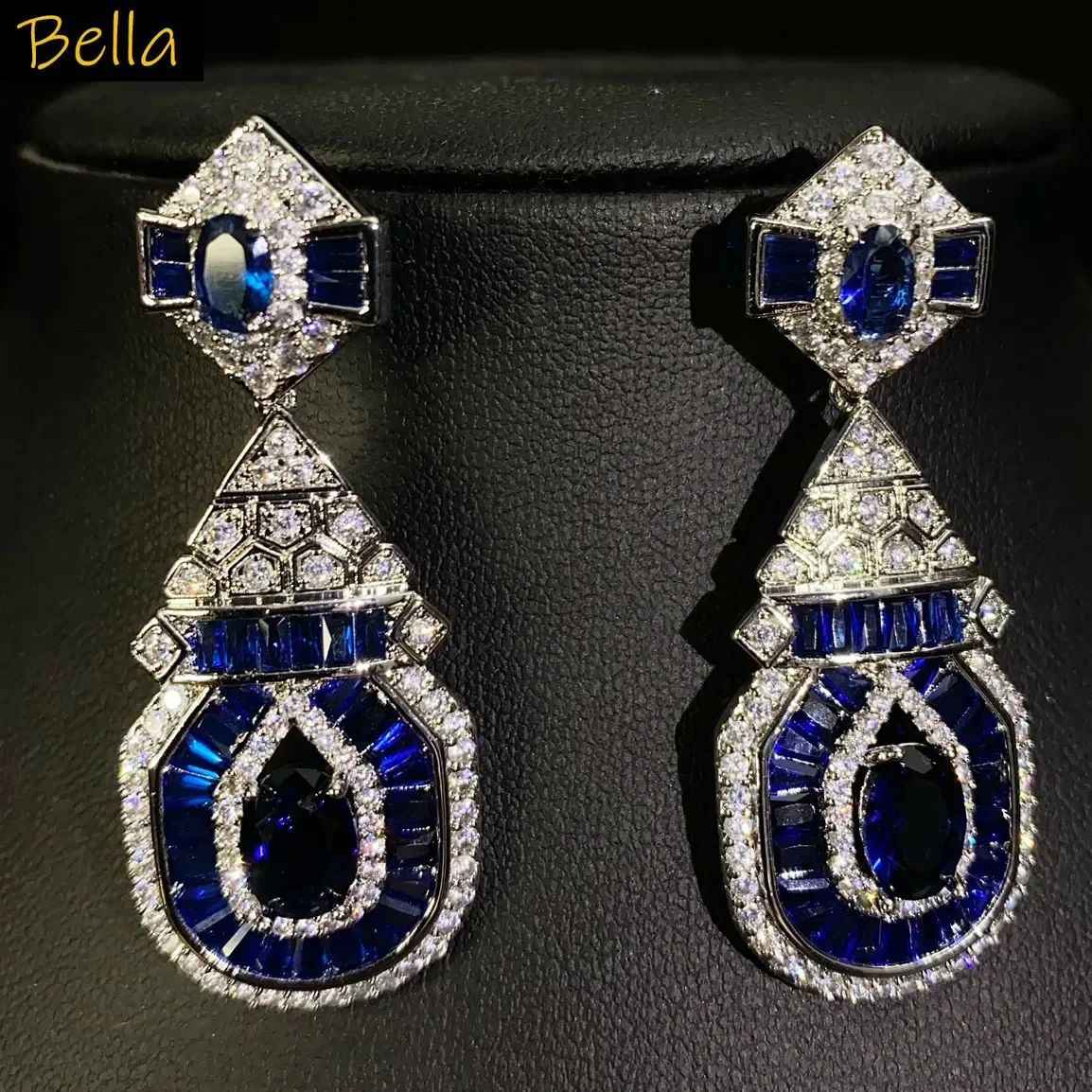 أقراط نسائية أزرق أخضر أبيض الزركون مجوهرات فاخرة تألق الزفاف الزفاف استرخى أقراط مساء حفلة هدية دروبشيبينغ