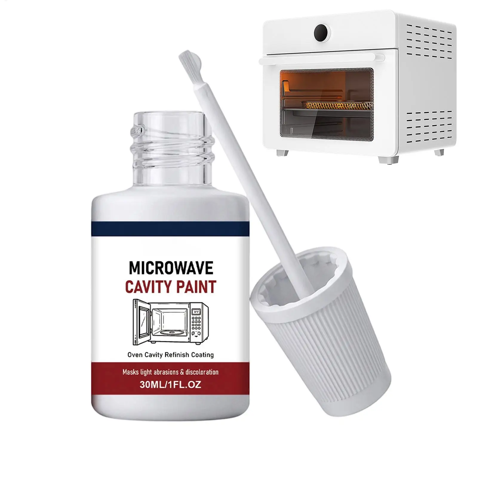 Microwave Cavity Paint 30ml with Brush Appliance Interior Touch-Up Coating Rust & Stain Resistant for Home Kitchen