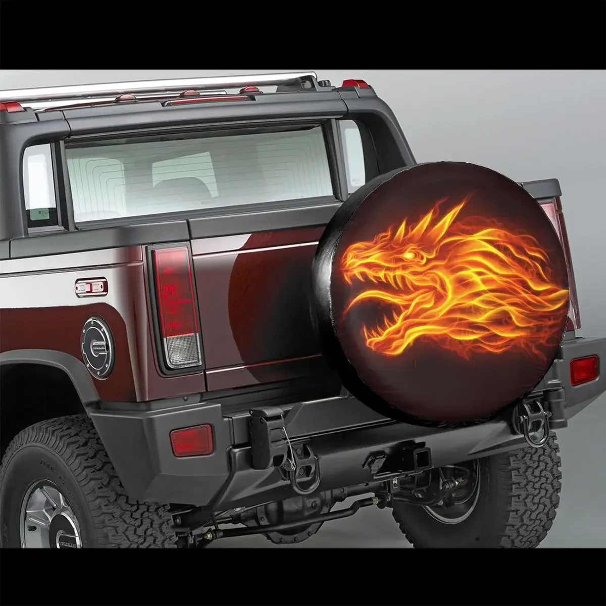 1Pc Car Spare Tire Cover Fire Head Of Dragon Case Polyester Tire for Cars Wheel Protection Cover