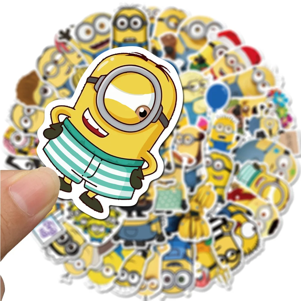 Animação infantil Criatividade Adesivo dos desenhos animados, Graffiti brinquedos decorativos, Minions amarelo menino, fofo, 50 folhas