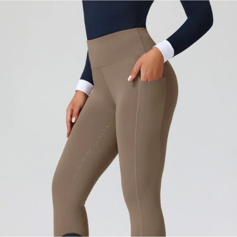 Pantalones ecuestres de silicona de asiento completo, mallas antipilling para montar a caballo, pantalones, ropa ecuestre para mujer