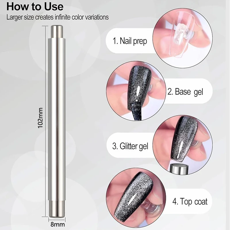 1pc forte magnetico lungo doppia testa magnete per unghie penna per strumenti magnete per unghie nail art manicure per gatto gel magnetico per manicure fai da te