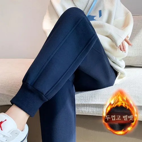 여성용 가을 겨울용 두꺼운 플러스 사이즈 레깅스 스포츠 바지 팬츠 편안한 천연 섬유 재료 스타일리시한 패션 