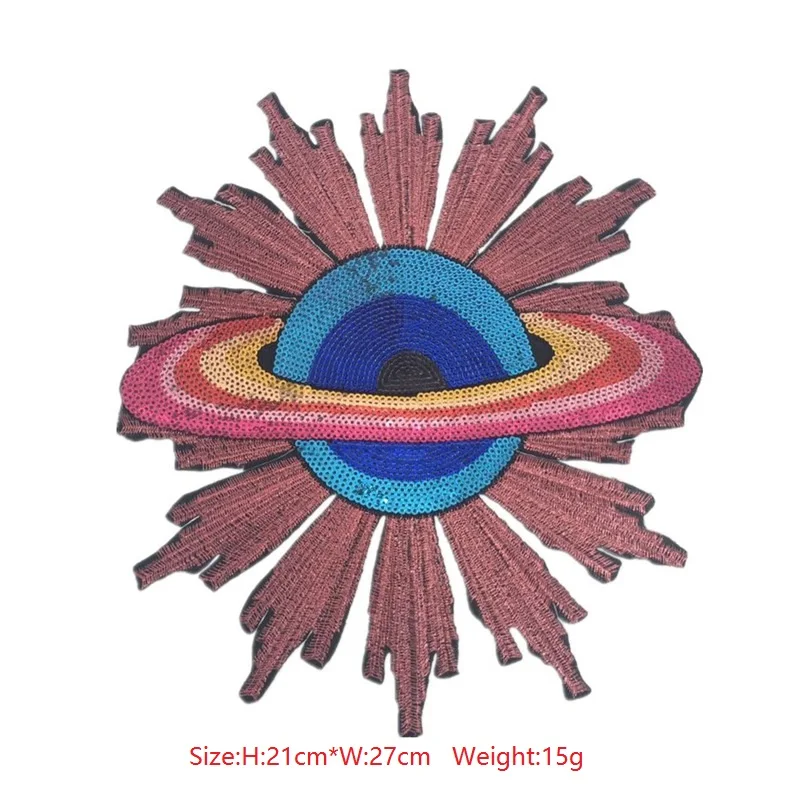 1 PCS Embroidered Planet Sequins Cloth Stickers, Exquisite Embroidery, Women's Accessories, Men's Accessories with Adhesive Ca