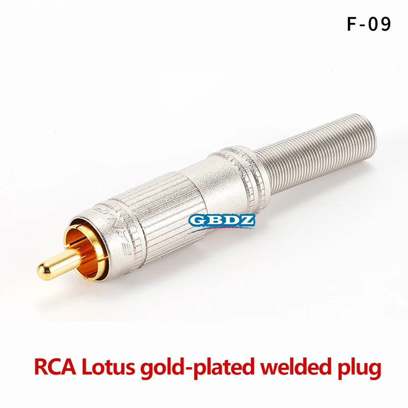 

F-09 Gold Plated Welding Wiring RCA plug 6.35 Headset Plug Connector For Guitar Radio AV Sudio HIFI Video Connector plug