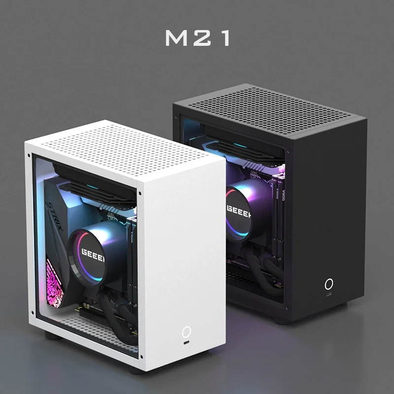 M21/M31 Mini ITX Case - 1U PSU & 120mm Radiator Support, Low-Profile GPU Compatible, Compact HTPC Chassis