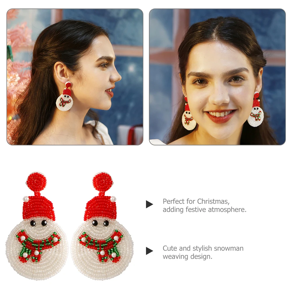 

1 Pair Snowman Earrings for Women Christmas Jewelry Cute Studs Small Post Earrings For Women Bead Accessories Holiday Gifts