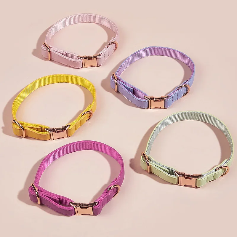 Pet Pu Leather Collar Candy Color Breathable Cat Collar Pearl Gold Small and Medium-sized Dog Collar