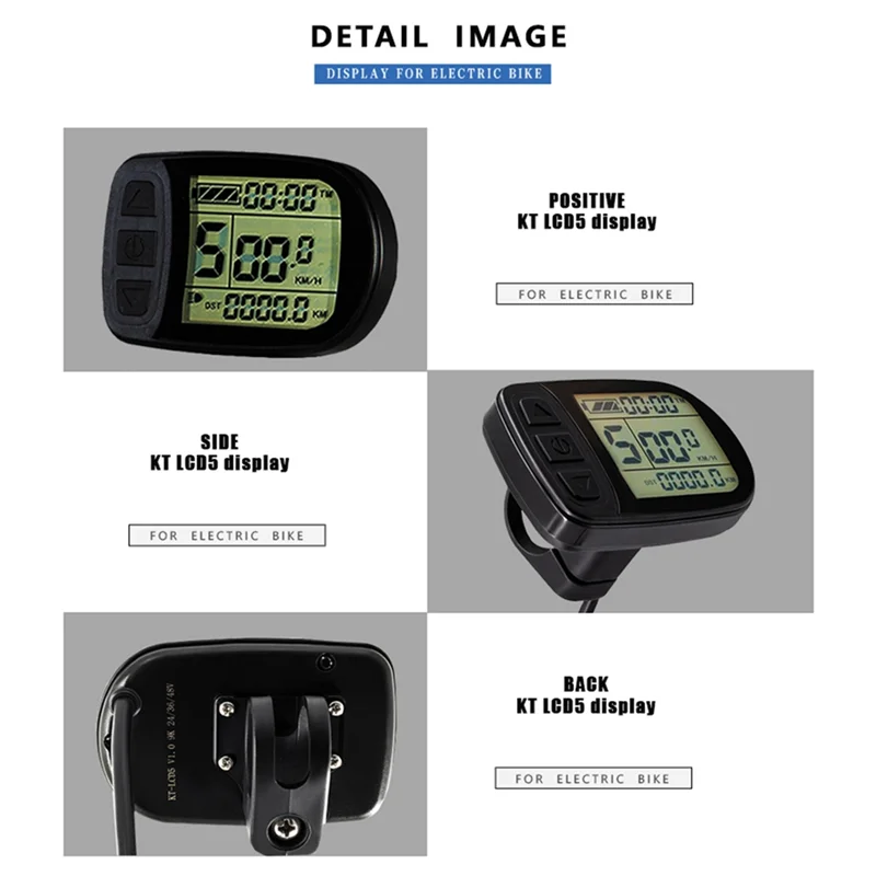 New Ebike KT-LCD5 Display 24V36V48V72V 5 Pin SM/Waterproof Connector Display for Electric Bicycle Intelligent Control Panel