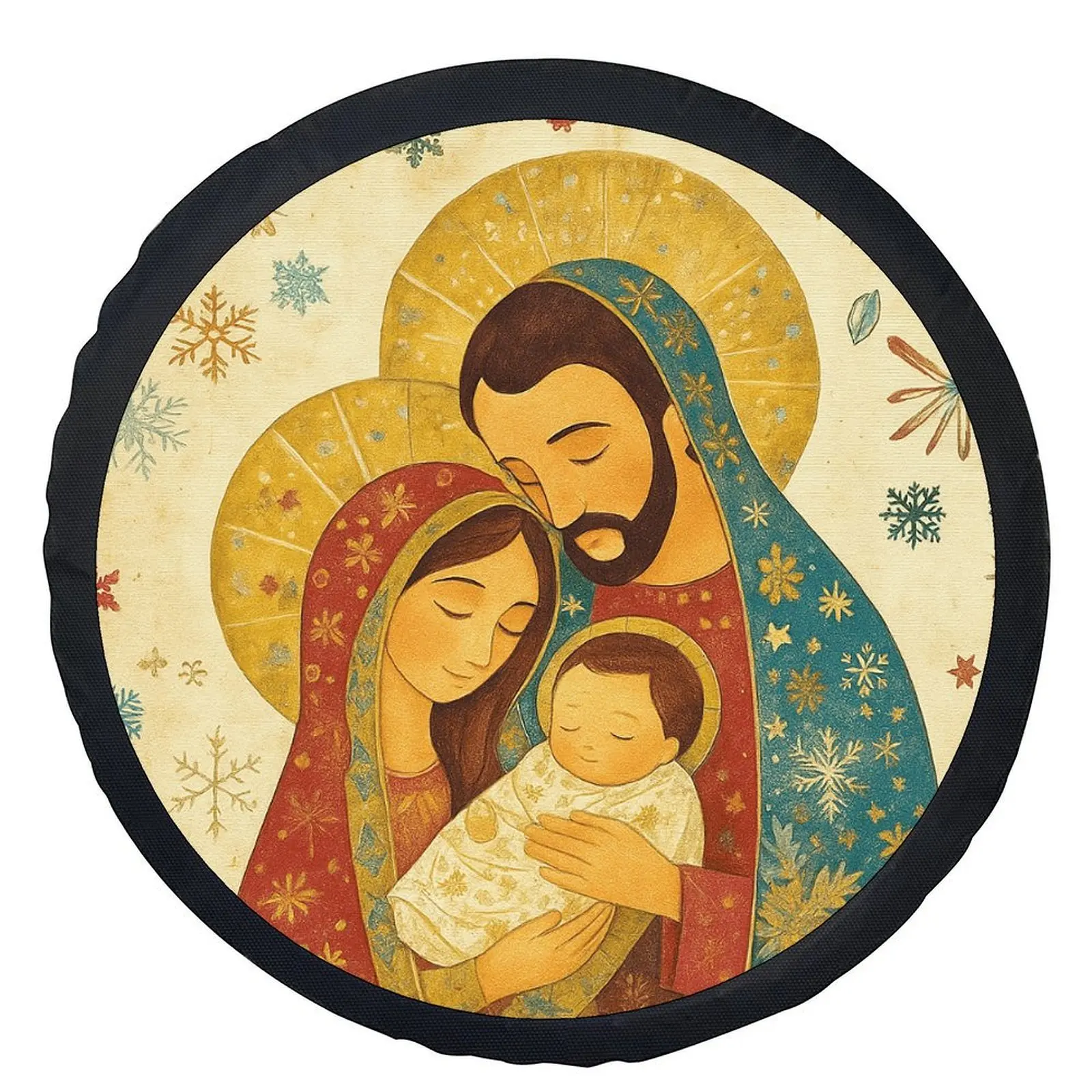 

Рождественский чехол для рождественской шины для Святой семьи, полиэстер, универсальная защита для запасного колеса