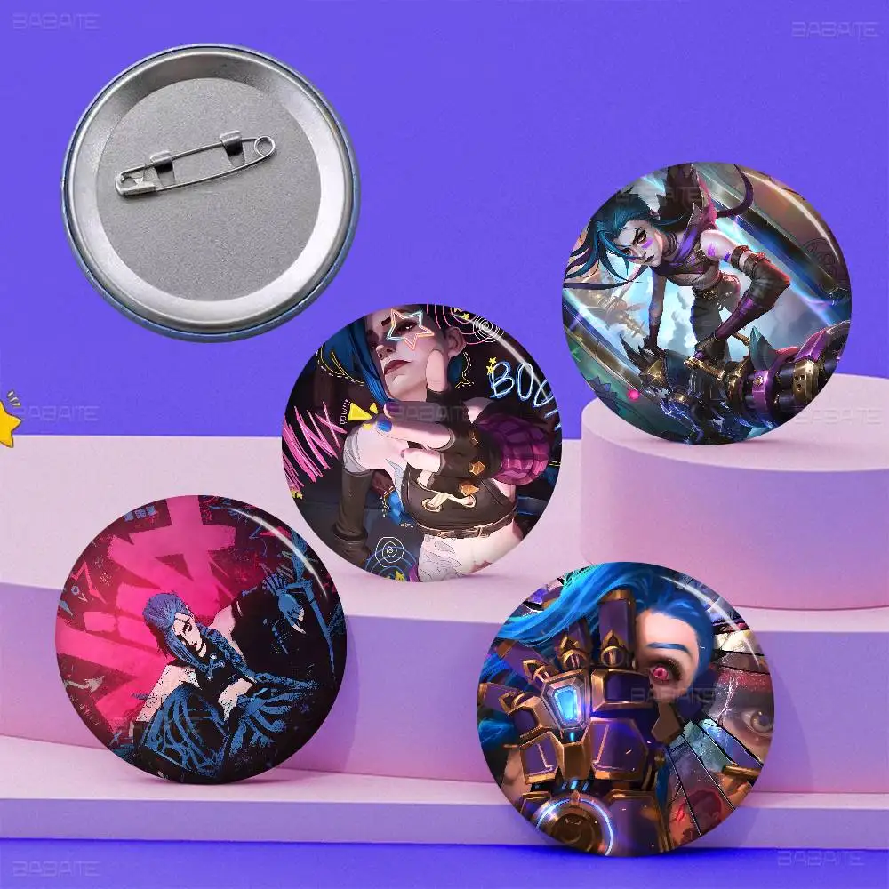 J-Jinx L-League of L-Legends Round Cartoon Brooches Handmade Pins for Backpack Jewelry Accessories Gifts Creative Badge