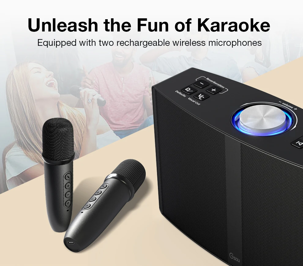 30W 2 Microphone Super Bass Portable Karaoke Bluetooth Speaker With Multiple EQs for Home - view 3