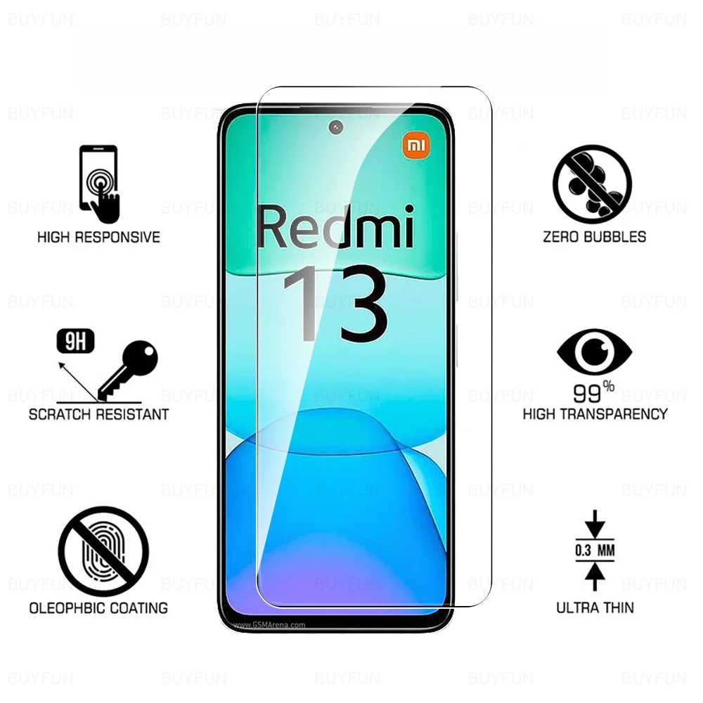 1-4Pcs Full Cover Tempered Glass For Xiaomi Redmi 13 4G Global Redmi13 Redmy 13 Radmi 13 2024 6.79inch Screen Protector HD Films