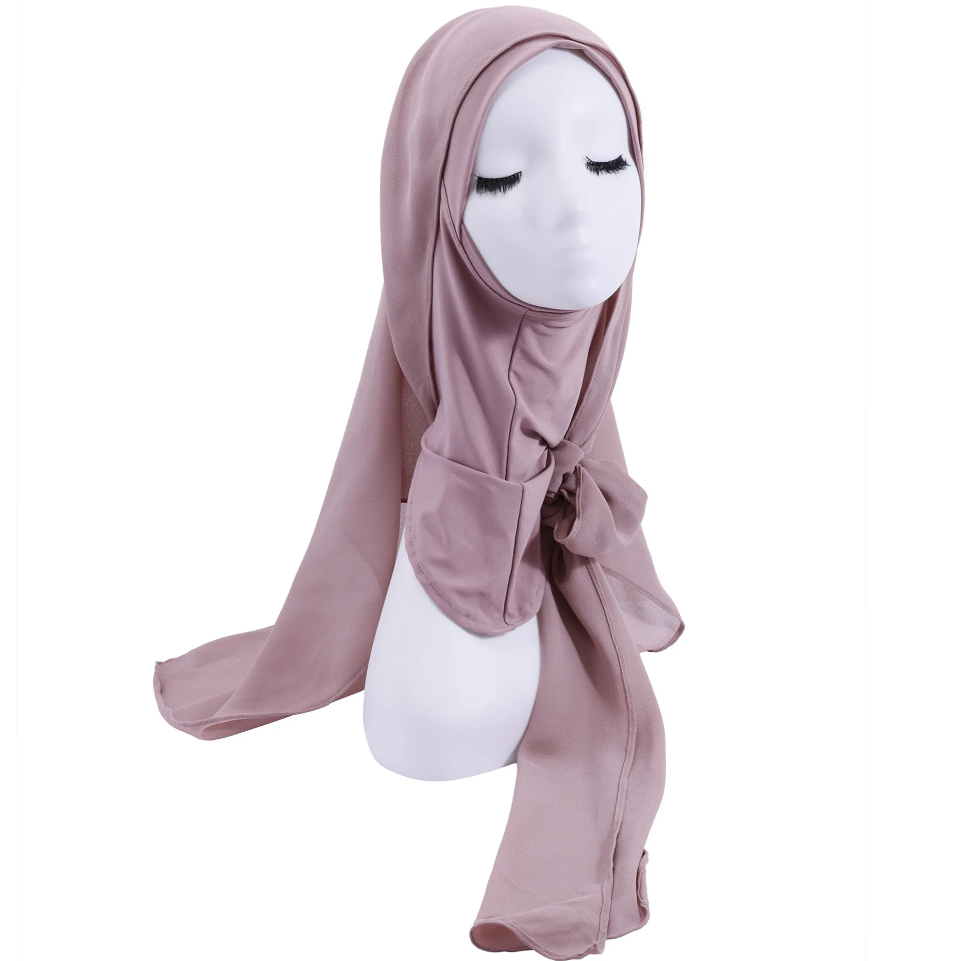 

Новый двухслойный хиджаб с бантом, мгновенный шарф для мусульманских женщин, молитвенный хиджаб, тюрбан, Амира, никаб, никаб, удобный головной платок, повязка на голову