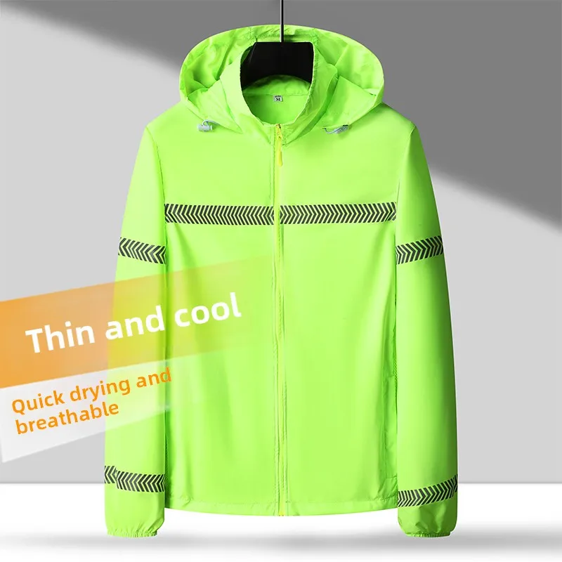 

Светоотражающая шапка, уличная одежда с защитой от ультрафиолета, летняя рабочая одежда Trfic Du, дышащая мужская одежда на молнии больших размеров, све