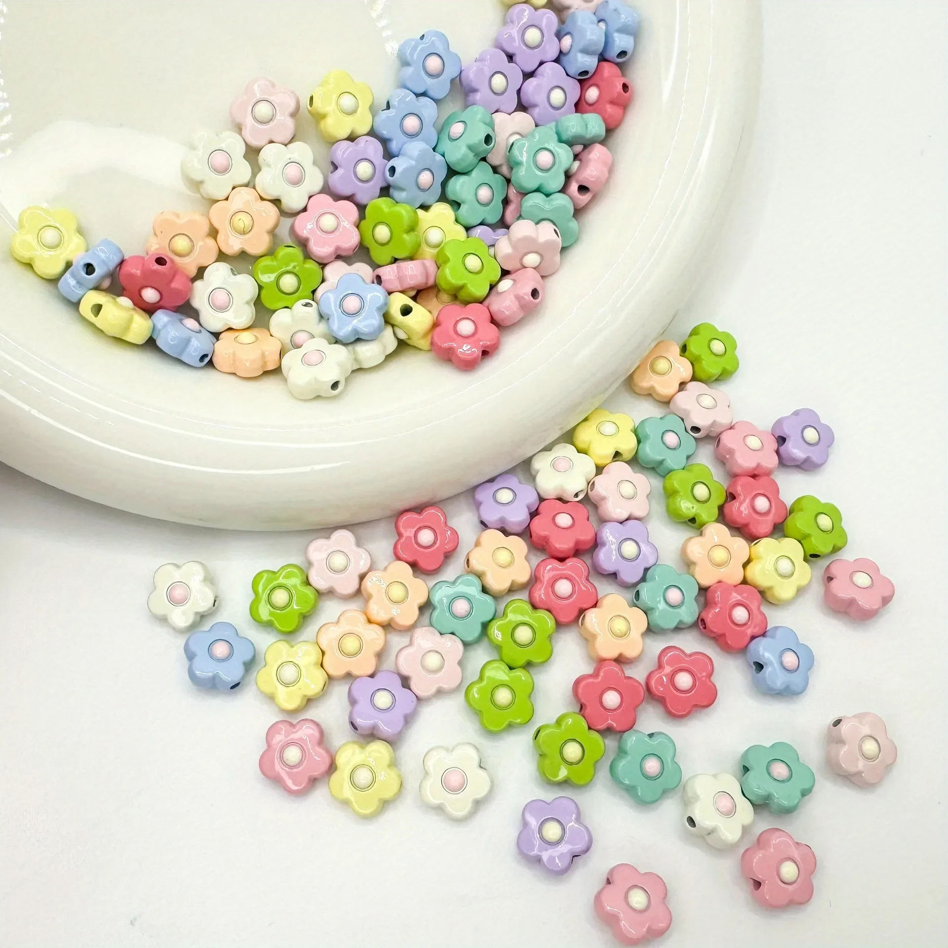 7pcs 10mm Multicolor Alloy Flower Spacer Beads For Jewelry Making Bracelet Necklace Earrings Charm Diy Flower Craft Accessories