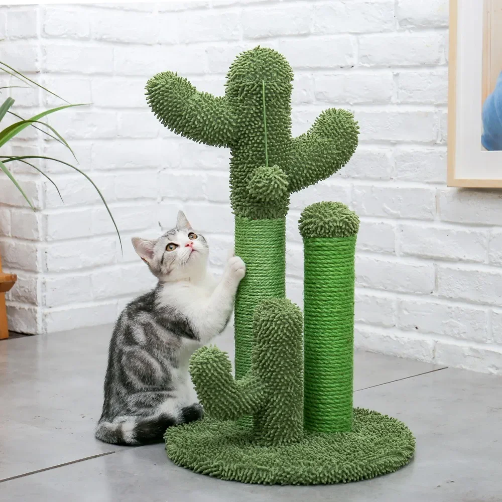 

Cat Scratching Post Cactus Cat Scratcher Featuring with 3 Scratching Poles and Interactive Dangling Ball