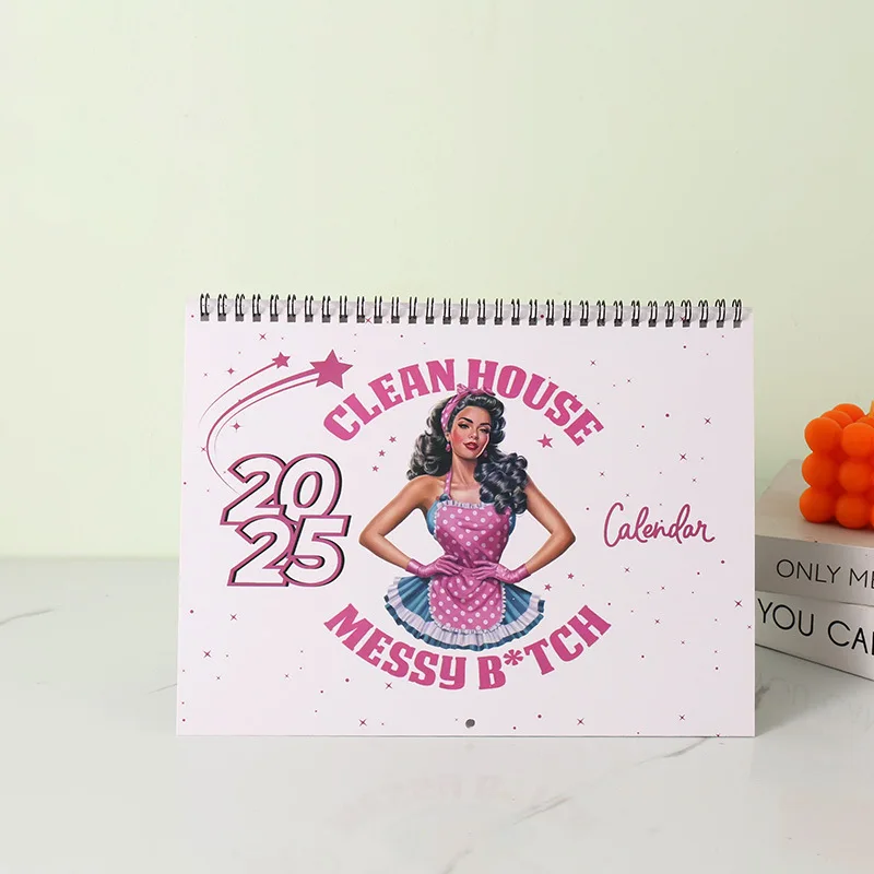 Calendário de parede engraçado 2025 planejador diário retro calendários 12 meses calendário exclusivo presentes de ano novo presente de natal para mulheres cansadas