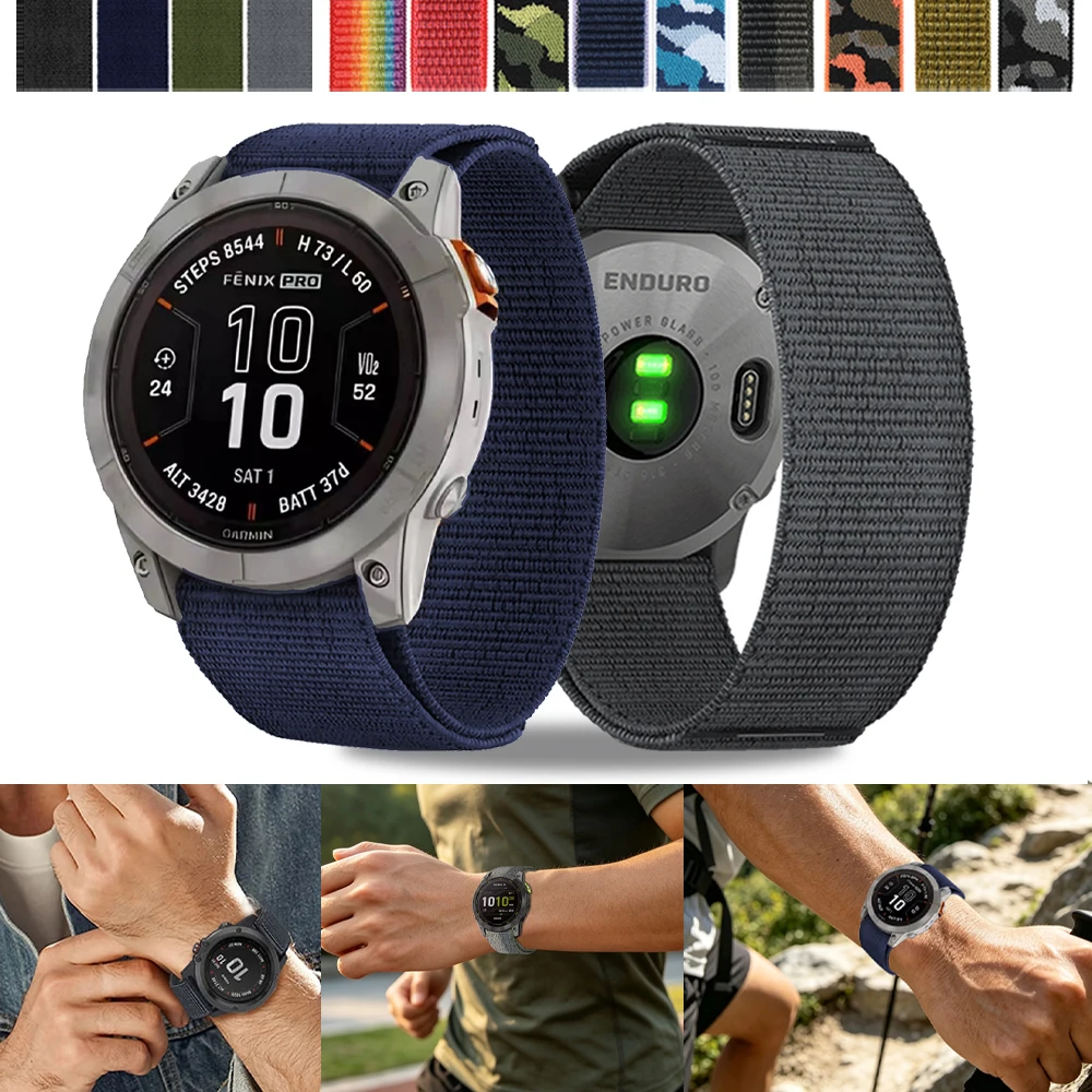 Sport Loop Velcro - Cinturino 22/26mm per Garmin Fenix E