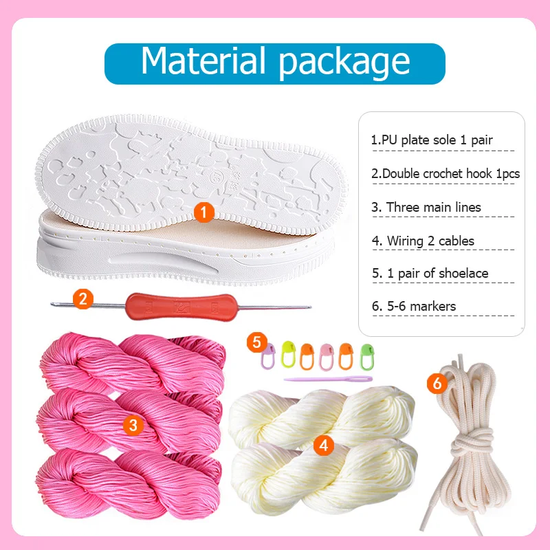 Chaussures d'été tissées à la main en matériau crocheté, l'offre elles à crochets, l'offre elles en caoutchouc anti-rika, pantoufles creuses, bottes courtes, bricolage