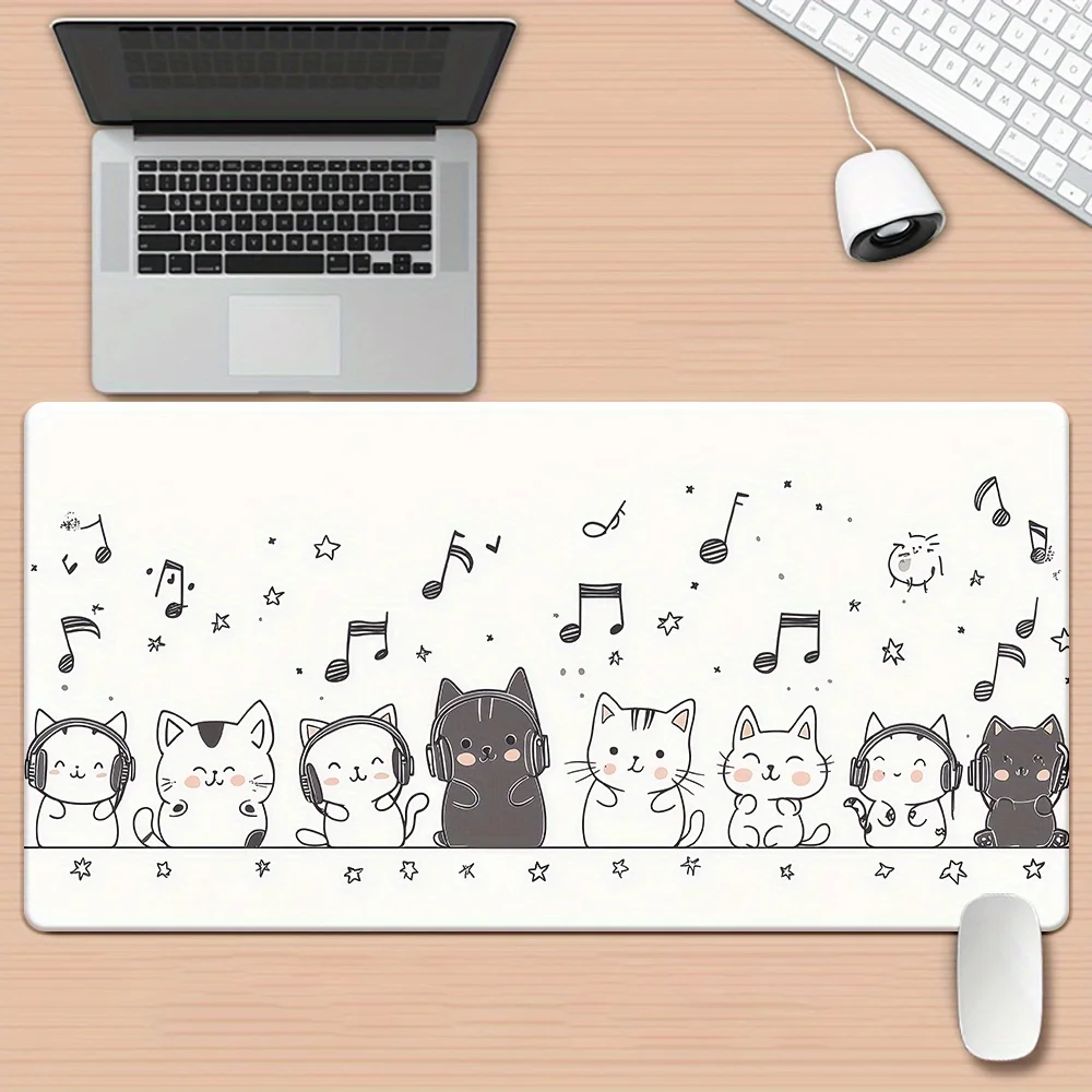 

Cute cat and music symbol mousepad with anti-slip features is perfect for high-quality office gaming or home work PC accessories