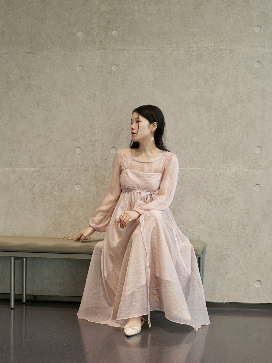 

Ele Silk Long Sve Wrap Top YUANN Original Ins Little Smo Bubble Sve Blouse Simple Commute Sle Women's Faion