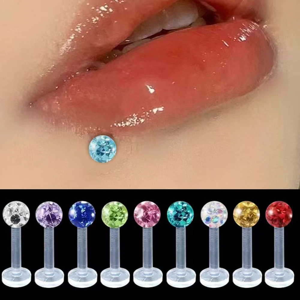 16 جرام أكريليك لابريت مونرو الشفاه الدائري التجنيب 6 مللي متر-12 مللي متر بار 3 مللي متر الايبوكسي كوف كريستال الكرة الزنمة الأذن مربط ثقب