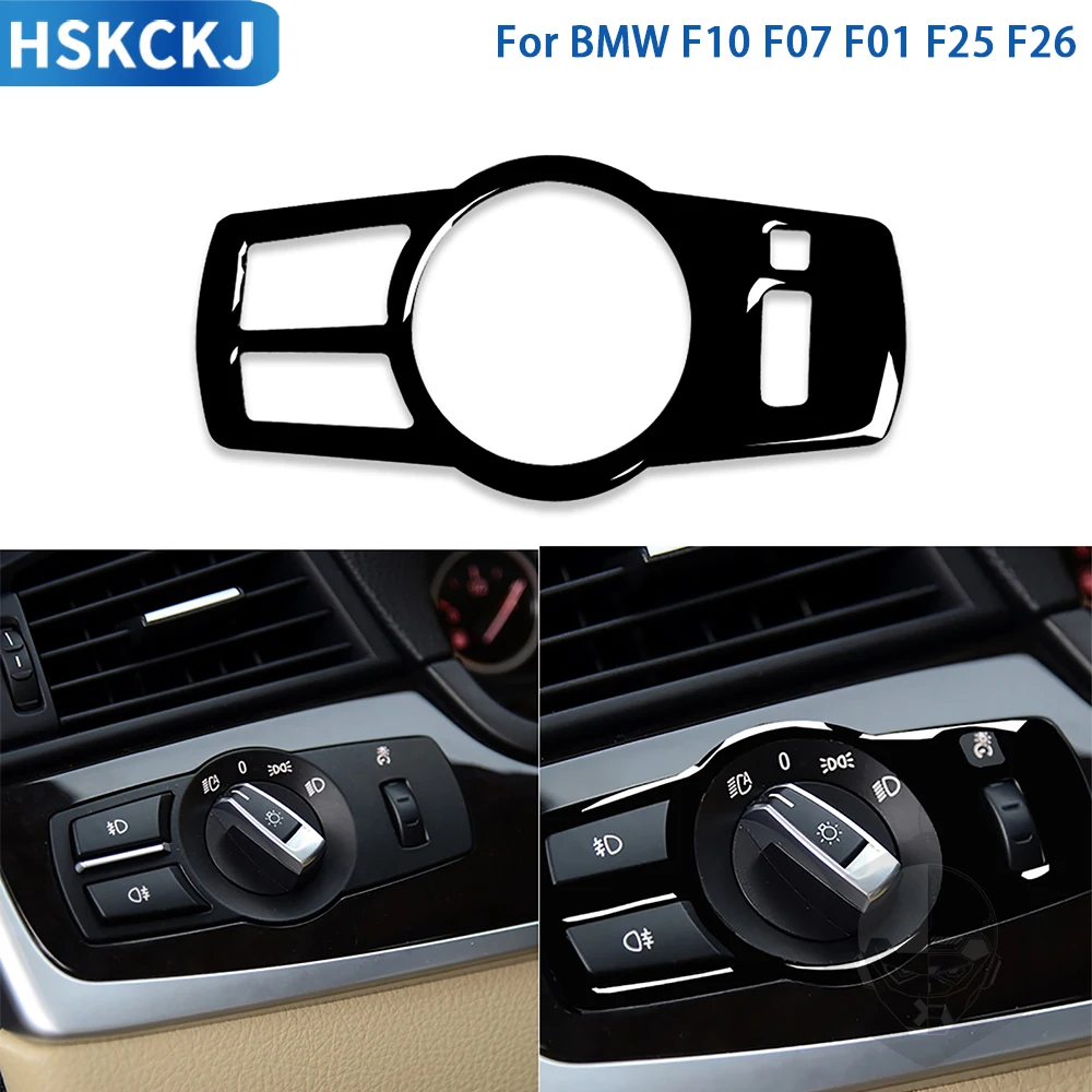 For BMW F10 F07 F01 F25 F26 Accessories Car Black Plastic Dim Control Switch Trim Sticker Decoration