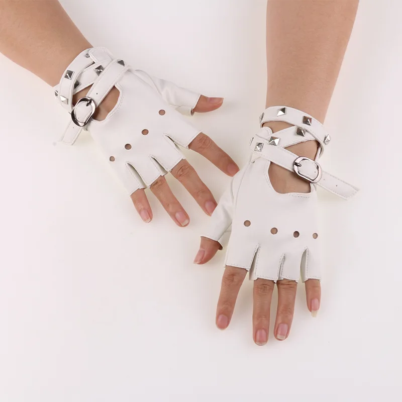 Dance Leather Gloves for Women, Cool Punk Style, Spring and Summer Nightclub Pole Dance, Hip-hop Street Performance Gloves