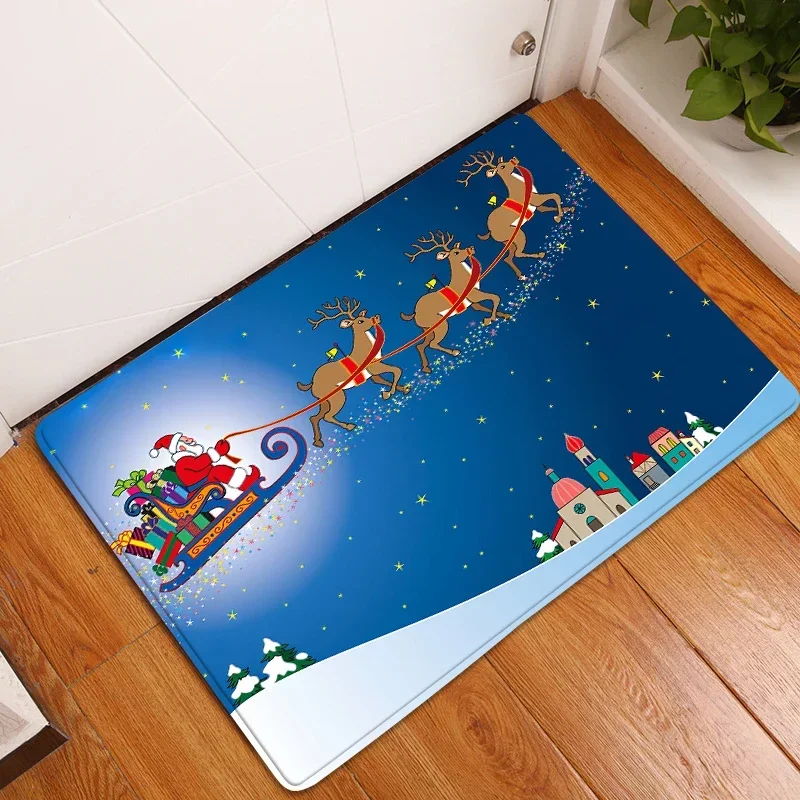 Santa Claus Christmas Mat Outdoor Carpet Merry Christmas Decor for Home Christmas 2022 Ornaments Navidad Xmas Gift New Year