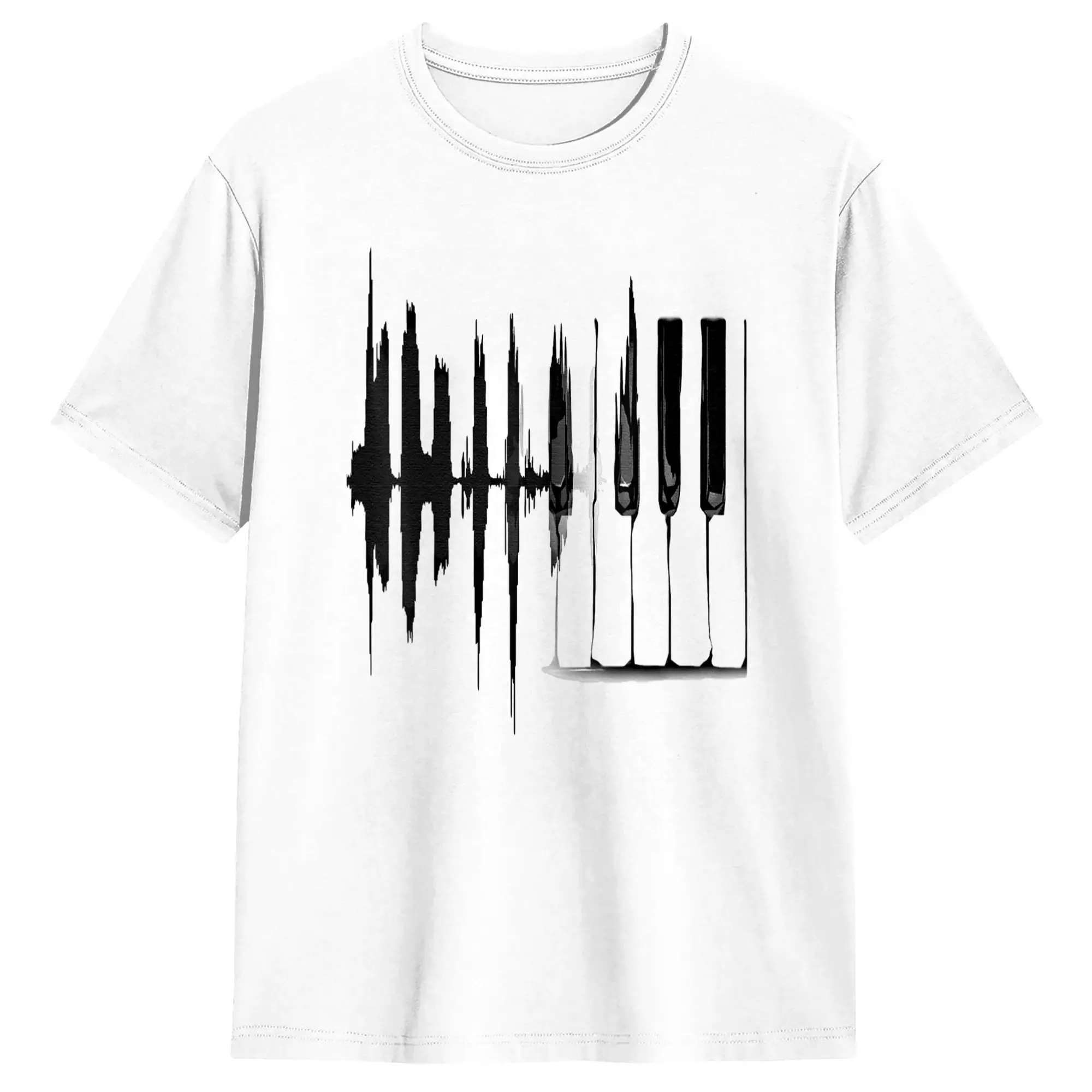 Streetwear T-Shirt Keyboard Heartbeat Cool Piano  Pure Cotton T-Shirts Player Musical Item Fashion Tshirt for Men Summer Top Tee